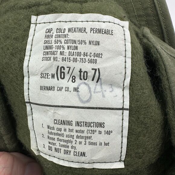 1984 Area 51 Cold‎ Weather Permeable Military Army Hat SZ M 6 7/8 To 7 VTG 80s - Picture 3 of 6
